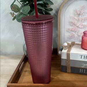 Starbucks 24oz Textured Pink Cold Cup Tumbler w/ Straw – New